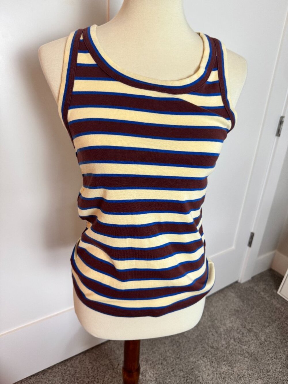 J.Crew Perfect Fit Tank Top Striped Sleeveless Cotton Blend Size M